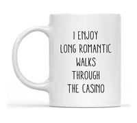 Dxcvbrds New Gambler Gift - Taza de cerámica para jugador, con texto en inglés "I Enjoy Long Romantic Walks Through The Casino, taza de café de 325 ml
