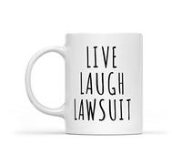 Dxcvbrds New Live Laugh Lawsuit - Taza divertida para abogado, taza de tendencia, regalo divertido para amigos, regalo para abogado, regalo para estudiantes de derecho, blanco, 325 ml