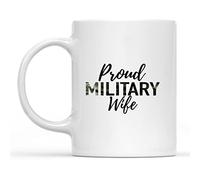 Dxcvbrds New Proud Military Wife - Taza de café para esposa del ejército, taza de esposa de la Marina, taza de esposa de la Fuerza Aérea, marido militar, cónyuge