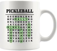 Dxcvbrds Nueva taza de café de cerámica con crucigrama, pickleball, regalos de pickleball, regalos para papá, mamá, abuelo, abuela, marido, esposa, tenis de pádel, taza de café de cerámica novedosa