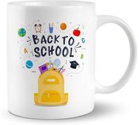 Dxcvbrds Nueva taza de café de cerámica para el regreso a las escuelas, taza de cerámica de dibujos animados, suministros escolares, taza de café y té, regalos de vuelta a la escuela para estudiantes