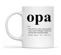 Dxcvbrds Nueva taza de café Opa Definition, Opa Definition, Opa Defined, divertidas ideas de regalo de cumpleaños para el abuelo griego, regalo del día del padre, abuelo, taza blanca de 325 ml