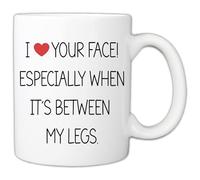 Dxcvbrds Nuevos regalos para novio, cumpleaños, día del padre, día de San Valentín, regalos para marido, taza de café de cerámica con texto en inglés "I Love Your Face especially - Taza de regalo de