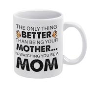 Dxcvbrds Regalo para hija de mamá, regalo para mamá, rústico The Only Thing Better Than Being Your Mother is Watching You Be a Mom, taza de cacao de 325 ml, vaso de café con 1 tapa y 1 pajita