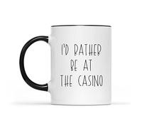 Dxcvbrds Taza con texto en inglés "I'd Rather Be at The Casino, regalos de casino, regalo para jugadores, taza de café para jugadores de casino, regalo para amantes del póquer, taza de juego, backjack