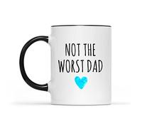 Dxcvbrds Taza con texto en inglés "New Not The Worst Dad", regalo para papá, taza divertida para papá, taza para papá, taza para papá, taza de cerámica con acento negro, 325 ml
