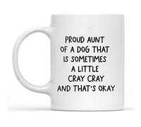 Dxcvbrds Taza con texto en inglés «New Proud Dog Aunt, Dog Aunt Mug», taza de café con texto en inglés «Best Dog Aunt Ever», regalo para tías de perros, tía de perro, tía K9