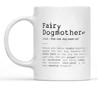 Dxcvbrds Taza de café de cerámica con diseño de hada y madrina, regalo para mamá, divertido, regalo para mamá, amante de los perros, regalo para el día de la madre, regalo de perro, definición de