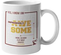 Dxcvbrds Taza de café de cerámica con texto en inglés «Awesome I Know A Lot About Robotics», feliz cumpleaños o Navidad, San Valentín, parejas, tazas de café para nuevos amigos, lindos regalos para