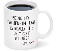 Dxcvbrds Taza de café de cerámica con texto en inglés "Being My Father-in-law", idea para el día del padre de parte de su hija e hijo, el mejor regalo de cumpleaños para suegro, taza de café para