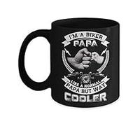 Dxcvbrds Taza de café de cerámica con texto en inglés "I M A BIKER PAPA LIKE A NORMAL PAPA BUT WAY COOLER, taza de café de 325 ml