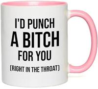Dxcvbrds Taza de café de cerámica con texto en inglés "I'd Punch a B for You", taza de café con refranes para regalo, 325 ml