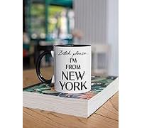 Dxcvbrds Taza de café de cerámica con texto en inglés "Please I'm From New York", regalo para ella, regalo para hombres, taza para mamá, taza para hombres, 325 ml