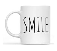 Dxcvbrds Taza de café divertida con cita de inspiración de motivación con frase en inglés "Saying Smile" RCTT9881