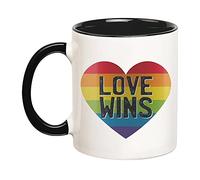 Dxcvbrds Taza de café Love Wins, Love is Love, orgullo gay, taza LGBT, taza lesbiana, taza de café novedosa de 325 ml
