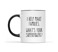 Dxcvbrds Taza de subrogación, regalos de subrogación, taza de infertilidad, regalo para madre subrogada, regalo de madre sustituta, I Help Make Families What's Your Superpower, taza de cerámica negra