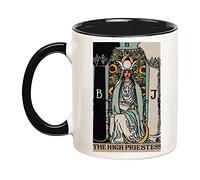 Dxcvbrds Taza de tarjeta de tarot de la alta sacerdotisa, taza de bruja, taza de regalo para lectores de tarot, taza de café novedosa de 325 ml