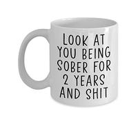Dxcvbrds Taza sobria de 2 años, regalos de sobriedad de segundo año para mujeres, regalos de sobriedad de dos años, regalos de sobriedad de 2 años para hombres, 2º año sobrio, regalos sobrios de 2
