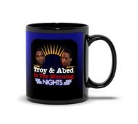 Dxcvbrds Troy & Abed in The Morning - Taza de café de cerámica negra de 325 ml
