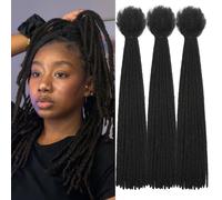 DXdixiu Dreadlock Extensions Synthetic Hair 30 Strands 100% Full Handmade Permanent Loc Extension Hair for Women/Men Daily Wear & Parties (1B, 8inch)