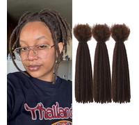 DXdixiu Dreadlock Extensions Synthetic Hair 30 Strands 100% Full Handmade Permanent Loc Extension Hair for Women/Men Daily Wear & Parties (4#, 8inch)