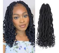 DXdixiu Senegalese Twist Crochet Hair Small Roll Water Ripple Crochet Hair Synthetic Fiber Weaving Hair for Women Hair Extensions (1B)
