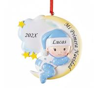 DXDOING Adorno de Navidad Personalizado 2025 - Mi Primera Navidad - Bola Navideña Recuerdo de Resina, Decoración Árbol Original Bebé Niño o Niña