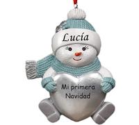 DXDOING Adorno de Navidad Personalizado 2025 - Mi Primera Navidad - Bola Navideña Recuerdo de Resina, Decoración Árbol Original Bebé Niño o Niña
