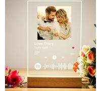 DXDOING Placa Spotify Personalizada con Luz LED - Regalo Ideal para Aniversario y Cumpleaños - Marco Acrílico con Foto y Canción Especial, Regalo Novios, Pareja, Día de la Madre, Aniversario