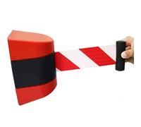 DXEAIN Barrera de Cinta retráctil, Barrera de Cinta retráctil de Pared, Cinta de Seguridad de Pared con Carcasa de ABS roja y Blanca, Barrera de Cinta retráctil for museos, fábricas y cines.(5m)