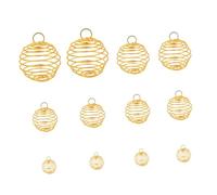 DXEHSEUY 12 colgantes de jaula de cuentas, soporte de piedra, dijes de bola hueca, 10mm 15mm 20mm 25mm, Poliéster