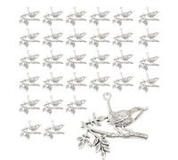 DXEHSEUY 30 dijes de pájaro en rama para decoración de bolsos, tapas de teléfono, cremalleras plateadas
