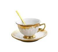 DXEHSEUY Juego de taza de té y platillo de cerámica esmaltada de 7 onzas para café, bebidas, restaurante, latte blanco, 14 x 10 cm