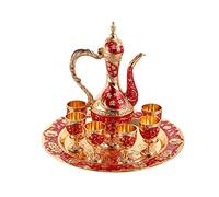 DXEHSEUY Juego de tetera de lujo de 6 tazas de café para decoración de dormitorio de boda, color rojo