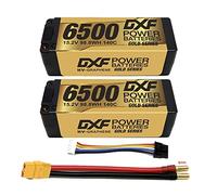 DXF 2 Paquetes bateria lipo 15.2v 6500 mah 140c con Conector XT90 5MM Golden, Paquetes de 1/8 y 1/10 para losi, hpi y más. lipo 4s 15.2v Robusta, liopo 4s de Alta Capacidad Modelos RC,Duradera
