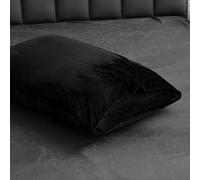 DXHOME Cashmere Touch 40 × 80 cm Funda de almohada negra lisa felpa mullida invierno dormitorio funda de almohada cálida microfibra estilo sobre, 2 unidades