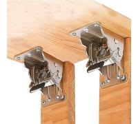 DXIA 2Pcs Marco de Soporte Plegable,Soporte Plegable de Acero,Bisagras Plegables,Bloqueo Automático de 90 Grados, Pies Telescópicos Para Piernas Plegables Banco de Trabajo Plegable Expansión, Plata