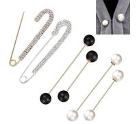 DXIA 4 Piezas Clips de Chal Suéter, Imperdibles Broches de Mujeres Clips, Blanco Negro Perla y Cristal Broches, Seguridad de Metal Kilt Bufanda Broche para Decoración de Ropa de Mujeres Chicas