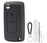 DXiongW 2 Botones Carcasa Llave Coche CE0536 HU83 Compatible con Peugeot 207 307 308 407 408 607 Citroen C2 C3 C4 C5 C6 C8 Xsara Carcasa Funda de Llave Remoto Plegable con Soporte de Batería y Ranura