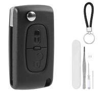 DXiongW 2 Botones Carcasa Llave de Coche CE0536 VA2 Compatible con Peugeot 207 307 308 407 408 607 y Citroen C2 C3 C4 C5 C6 C8 Xsara Carcasa Funda para Llaves Remoto Plegable con Soporte de Batería