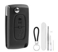 DXiongW 2 Botones Carcasa para Llave de Coche CE0523 VA2 Compatible con Peugeot 207 307 308 407 408 607 y Citroen C2 C3 C4 C5 C6 C8 Xsara Carcasa Funda Llaves Mando a Distancia Plegable con Llavero