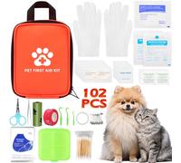 DXiongW Botiquín de Primeros Auxilios para Perros y Gatos 102 Piezas Kit Primeros Auxilios Mascotas con Pinzas para Garrapatas Pequeño Botiquin Perros para Emergencias en Casa y Viajes al Aire Libre