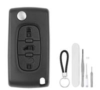 DXiongW Carcasa Llave de Coche 3 Botones CE0536 HU83 Compatible con Citroen Berlingo Dispatch Peugeot Partner Expert Fiat Scudo Toyota ProAce Carcasa para Mando Llave con Soporte de Batería y Ranura