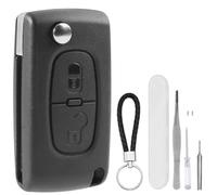 DXiongW Carcasa Llave de Mando Coche 2 Botones CE0523 HU83 Compatible con Peugeot 207 307 308 407 408 607 2BT y Citroen C3 C4 C2 C5 C6 C8 Xsara Carcasa para Llave Plegable con Ranura de Batería