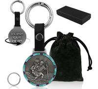 DXiongW Llavero de San Cristóbal Ø3,8 cm Medalla de San Cristobal para Coche Amuleto de Cristóbal Patrón de los Conductores y Viajeros Medalla Protección con Borde Tricolor Regalo para Carnet Conducir