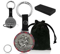 DXiongW Llavero de San Cristóbal Ø3,8 cm Medalla de San Cristobal Placa Cristobal con Borde Tricolor Patrón de Conductores y Viajeros Llavero Amuleto de Suerte para Coche Regalo para Hombres y Mujeres