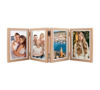 DXiongW Marco de Fotos Multiple 10x15 cm Plegable Colllage de Marco para 4 Fotos Portarretratos en Madera MDF Vertical Decoración para Familiar Oficina de Escritorio Regalo para Cumpleaños Boda