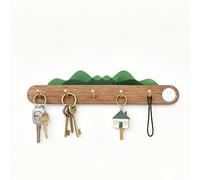 Dxiunove Cuelga Llaves Pared - Colgador Pared Madera Maciza con 5 Ganchos de Cobre Puro y Nube Acrílica Verde - Porta Llaves de Pared para Entrada