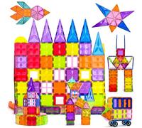 DXJXMAX Bloques Construcción Magnéticos 105 Piezas, Construcciones Magneticas Niños Bloques Magnéticos 3D, Juguetes Magnéticos Construcción Stem Creatividad y Educación para Niños y Niñas de 3 Años