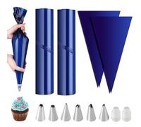 DXLing 100 Piezas Mangas Pasteleras Desechables 39cm Grandes Bolsas de Manga Pastelera Desechables Gruesas con 6 Boquillas en Acero Inoxidable y 1 Adaptadores para Decoración Pasteles Cupcakes